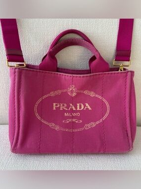 PRADA Canapa 11” mini tote in Fuchsia